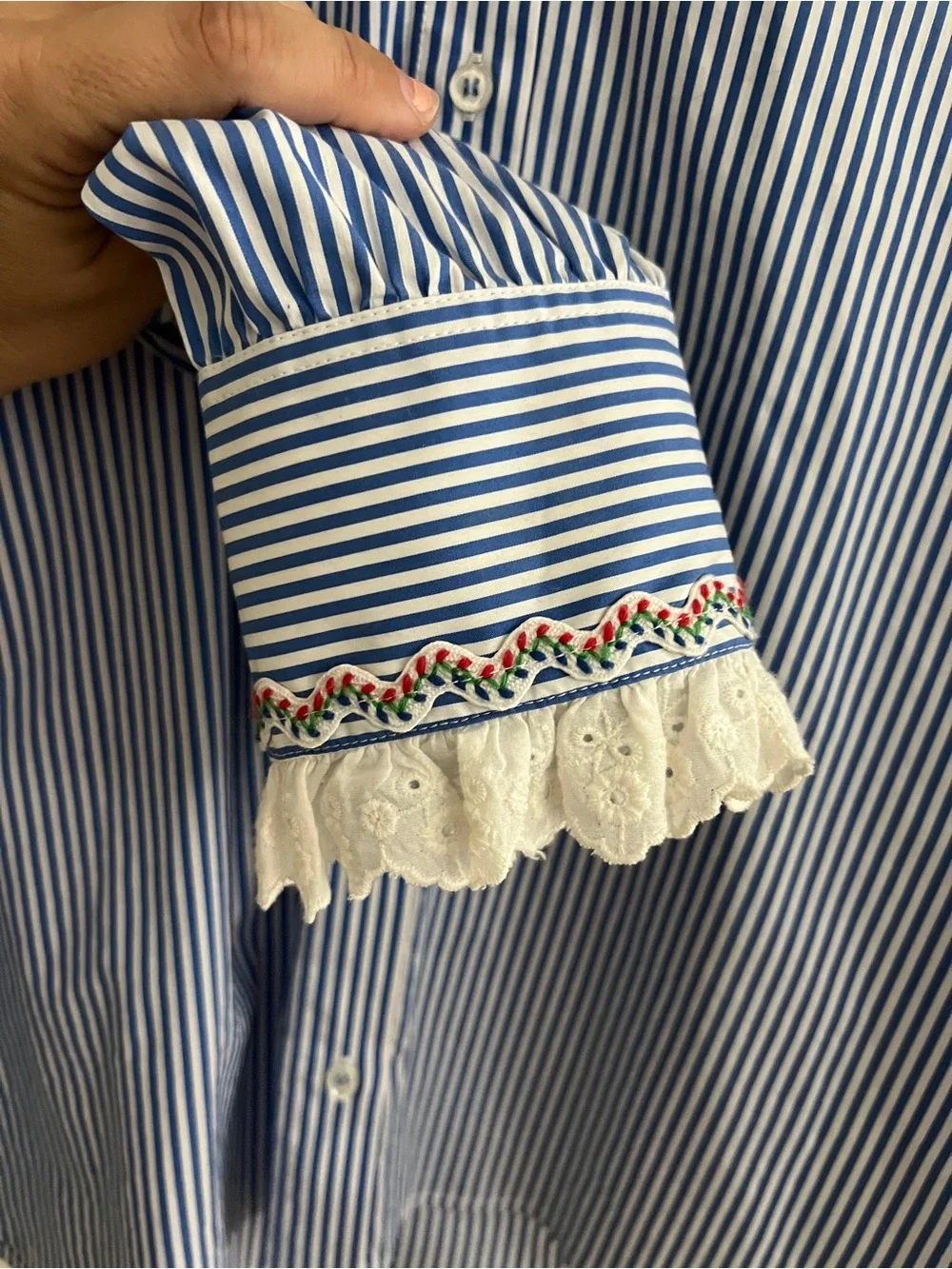 Hunter Bell Miller Top Blue and White Striped Button-Down Shirt Great Condition